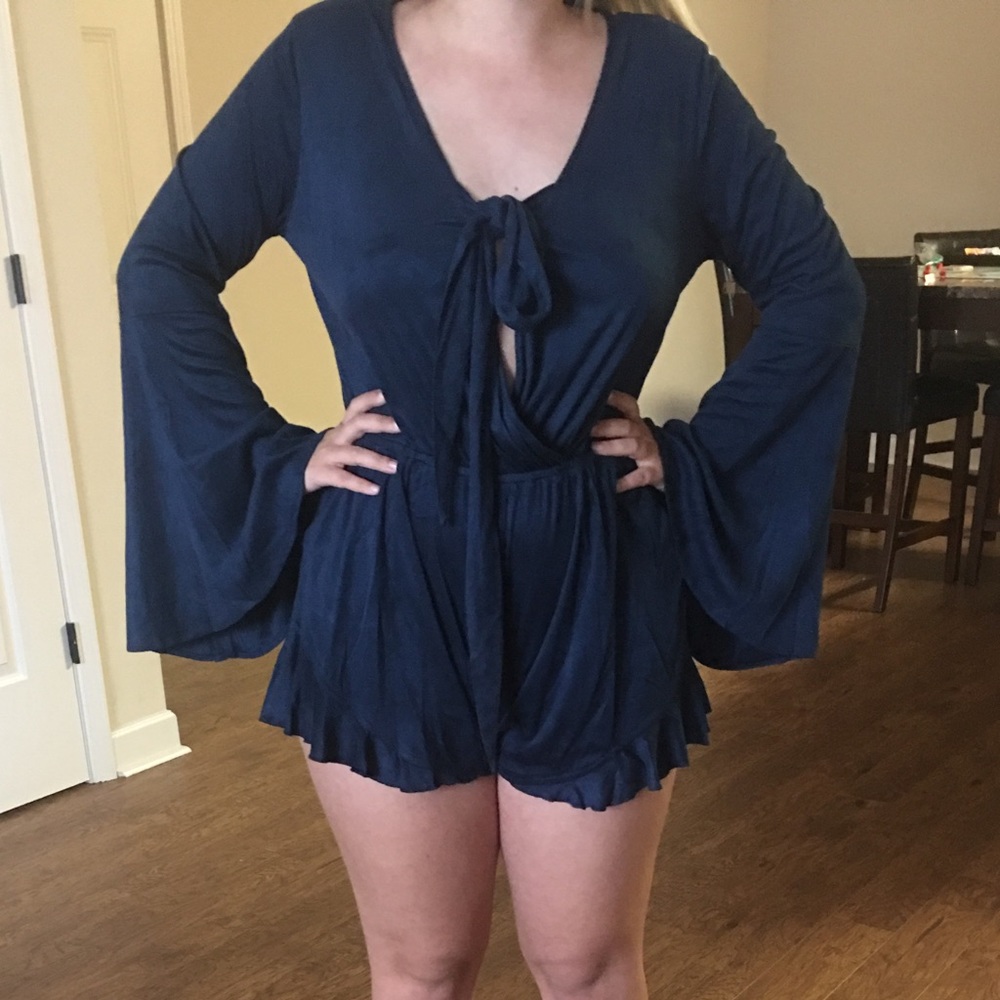 Suede Long Sleeve Romper